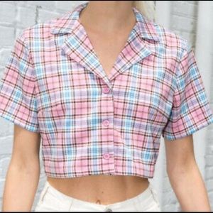 brandy melville pink and blue vivian top